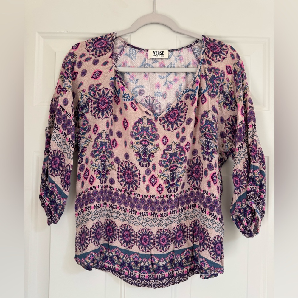 Verse Women's Floral Patterned Blouse - Purple and Pink